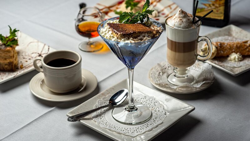 Tiramisu dessert in a martini glass